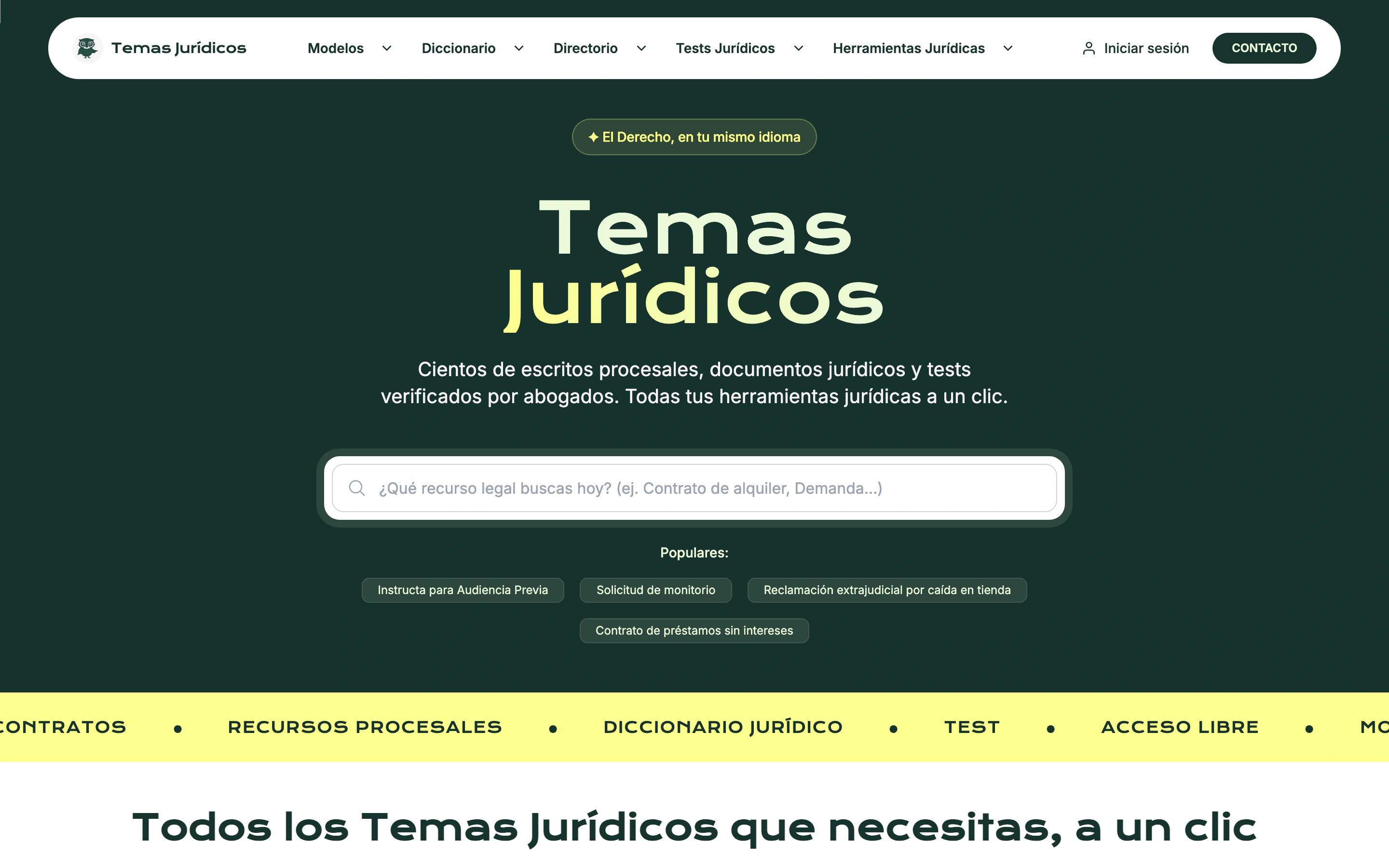 Portada de la web de Temas Jurídicos