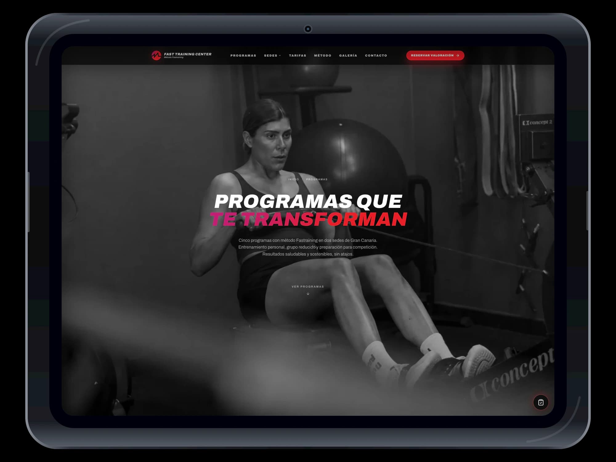 Fastraining — vista tablet de programas y contenido gestionable
