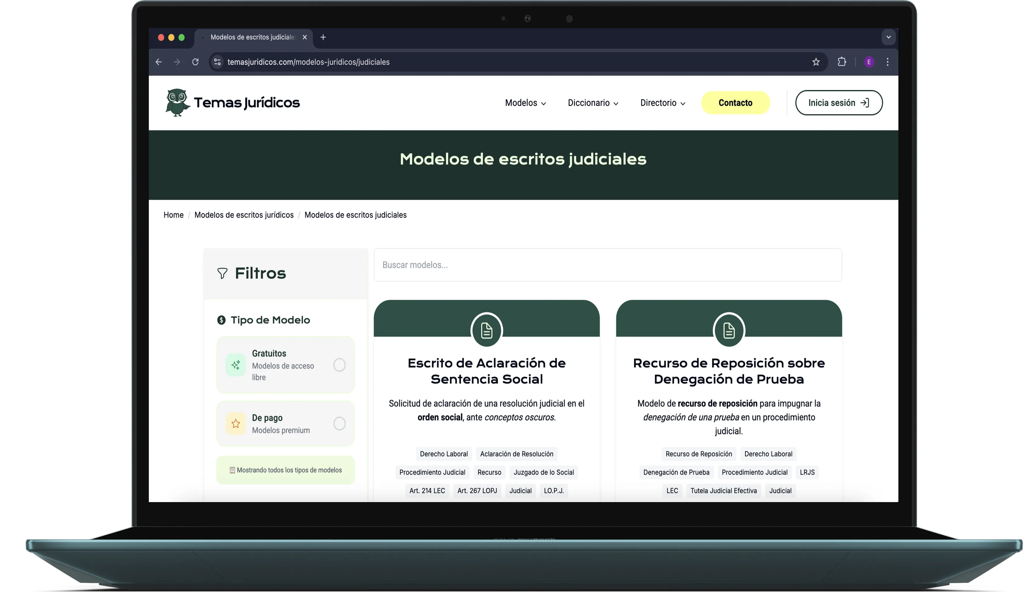 Funcionalidades SEO de Temas Jurídicos - Estructura para motores de búsqueda