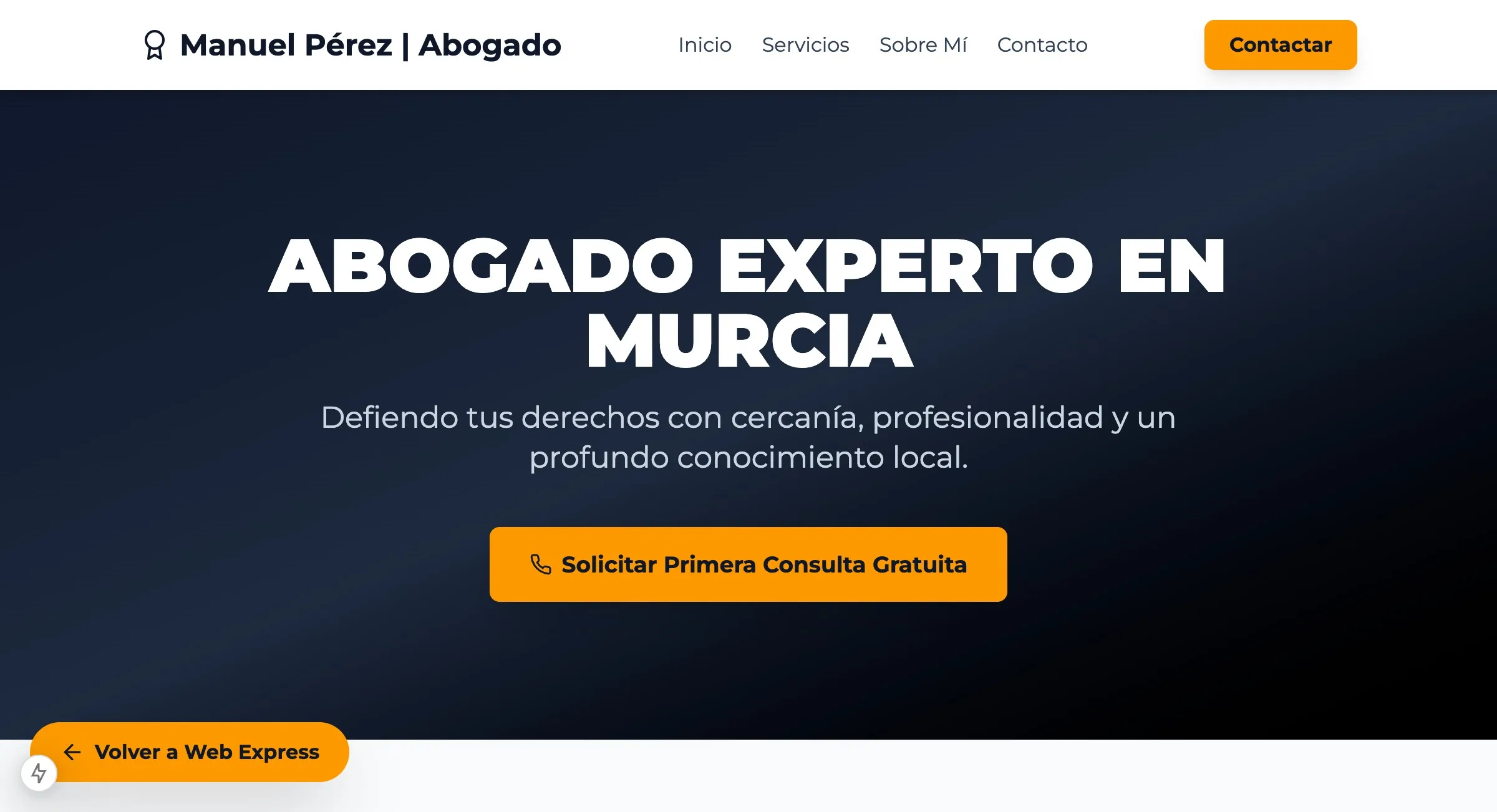 Vista previa de la demo de web para despachos de abogados de Sanzara Estudio